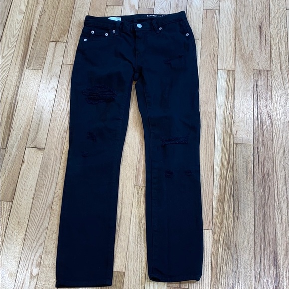 gap black distressed girlfriend jeans 25R - Picture 2 of 8